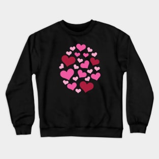 Hearts | Love | Pink | Oval | Black Crewneck Sweatshirt